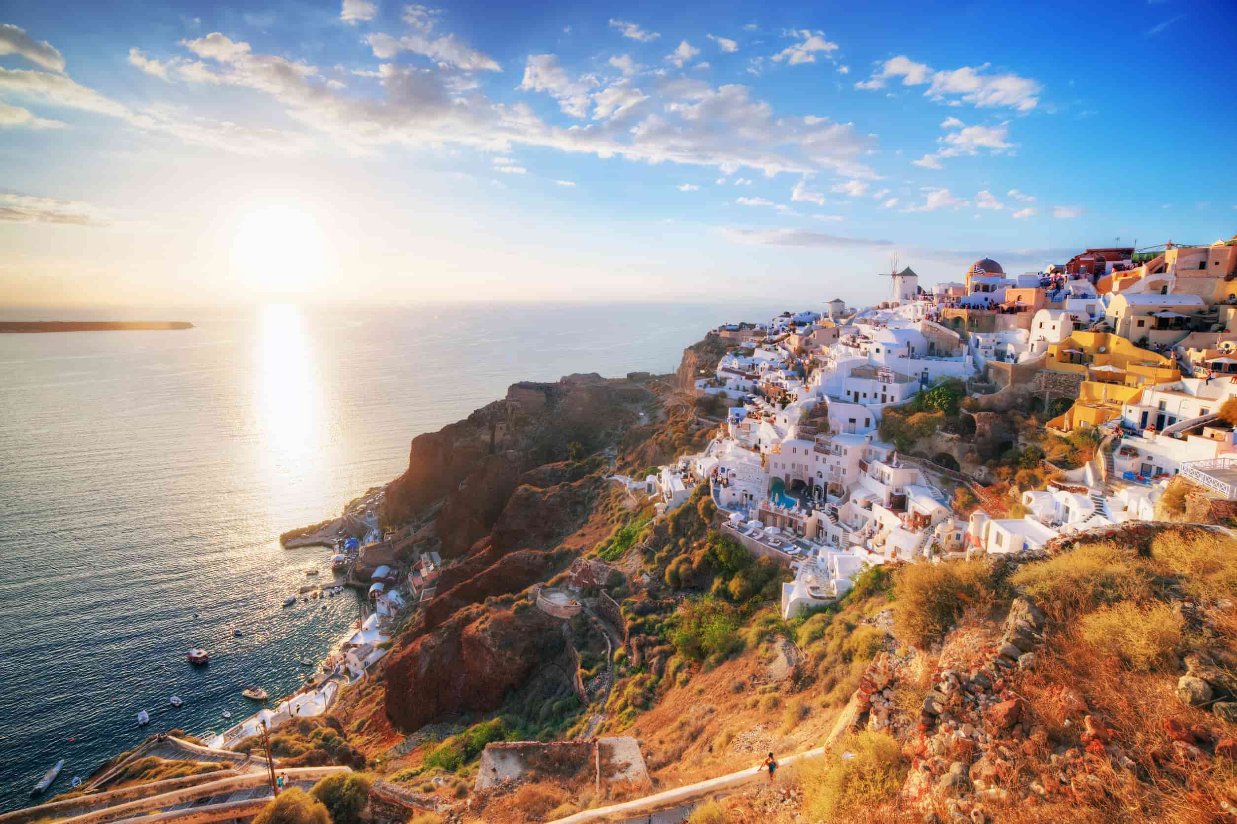 Oia stad op Santorini  Griekenalnd