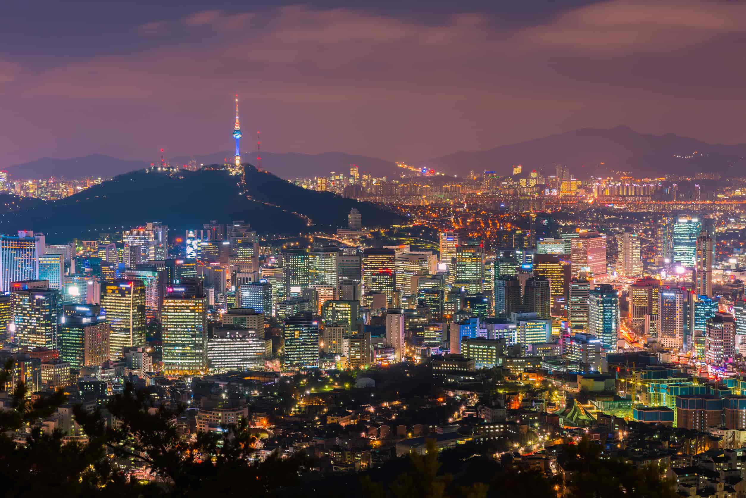 Seoul by night skyline Zuid-Korea