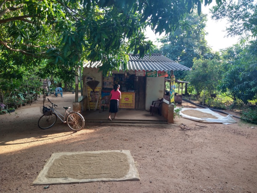 Fietsen door dorpjes in Sri Lanka