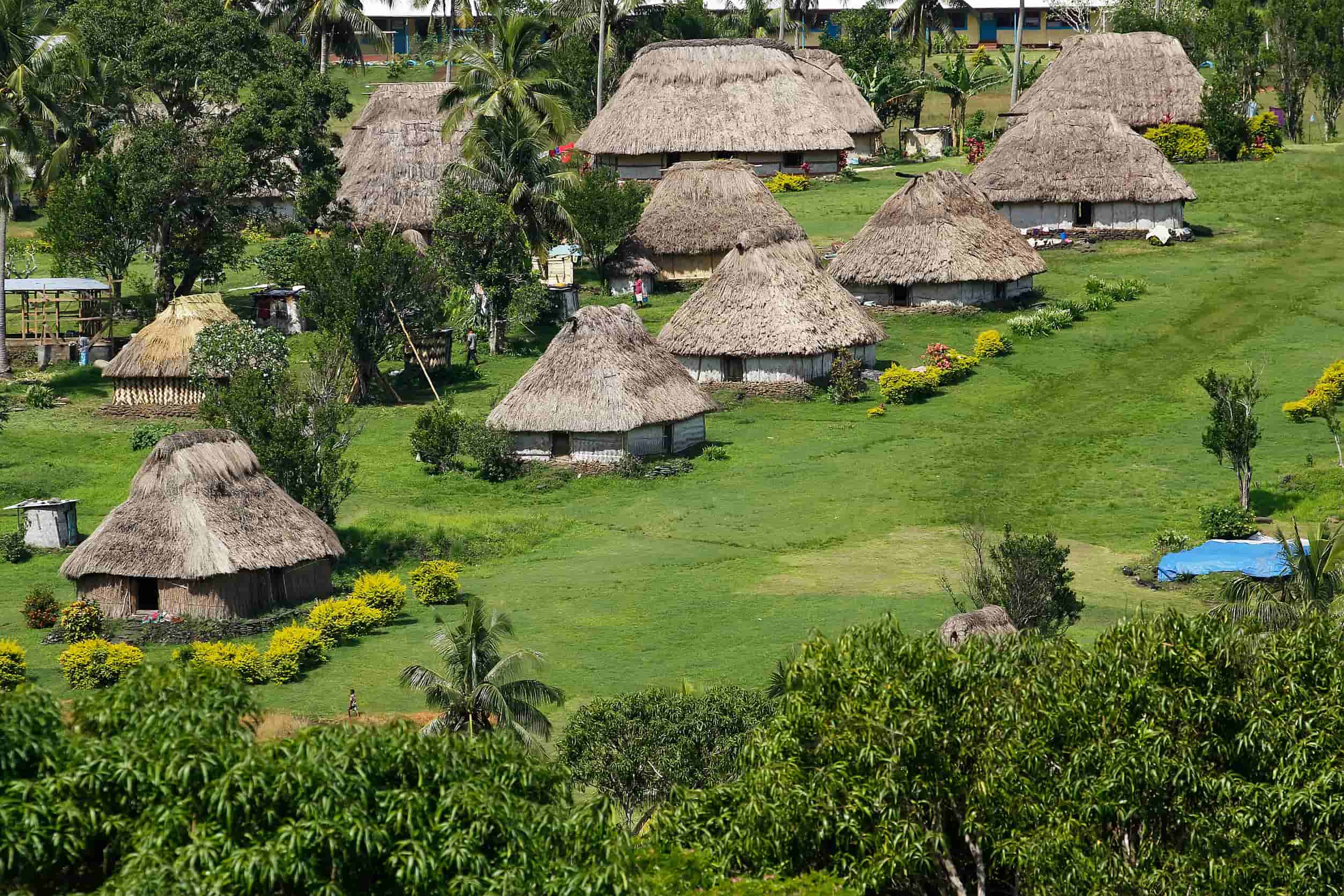 Traditionele huizen Navala Dorp Viti Levu Fiji Eilanden