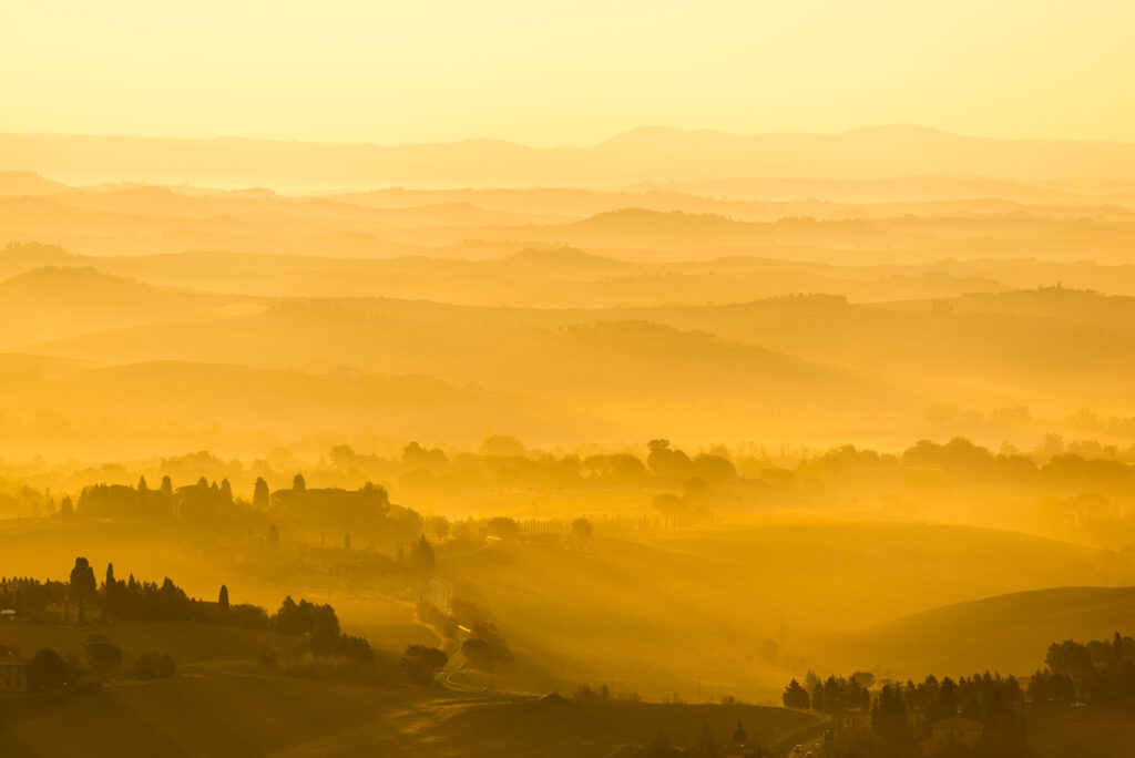 Uitzicht ballonvaart: Toscaanse zonsopkomst